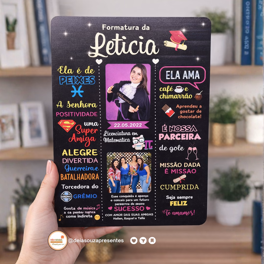 Placa chalkboard de acrilico com impressão permanente Grande