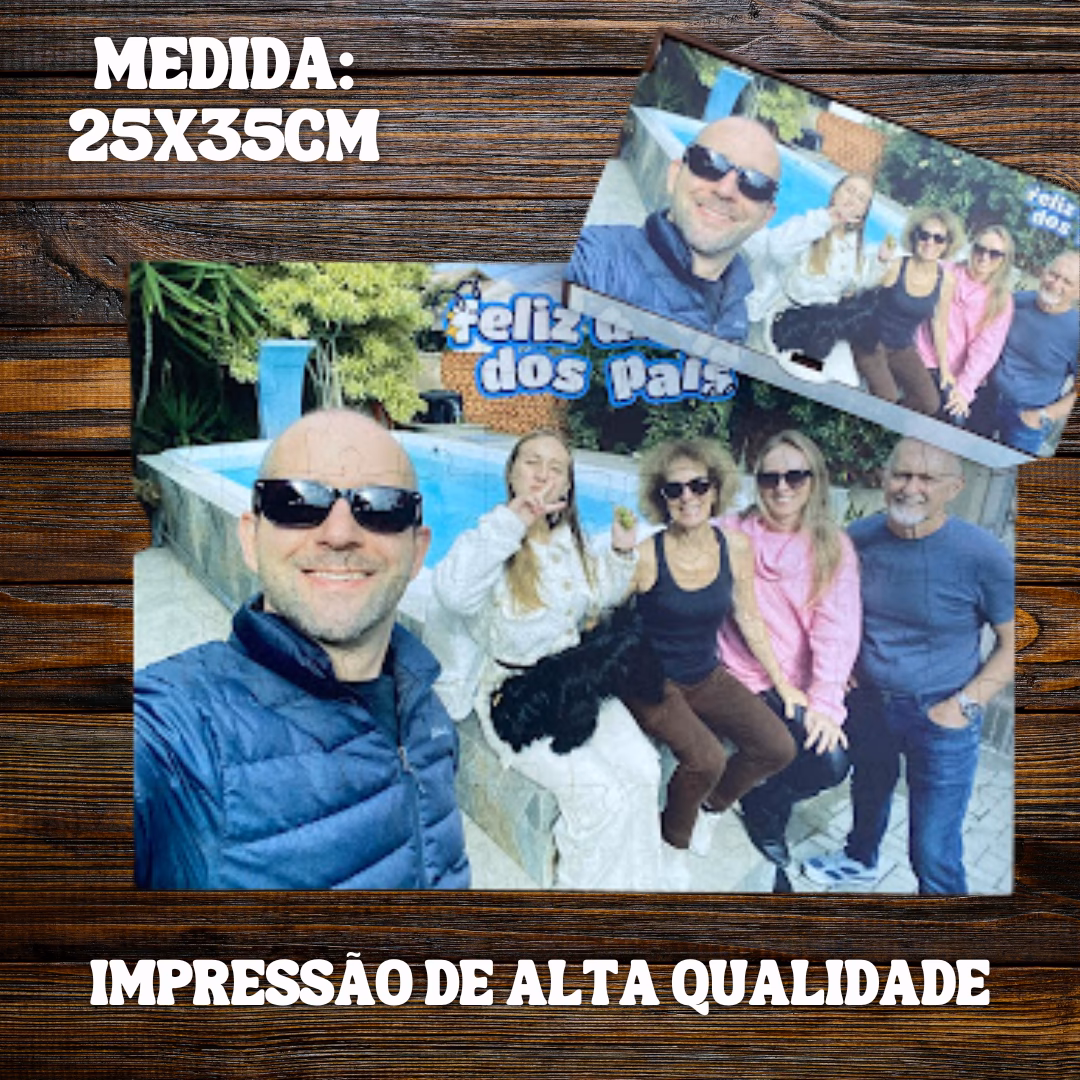 Quebra-Cabeça de madeira com foto e impressão permanente 60 peças (25cmx35cm) com caixa de madeira Personalizada