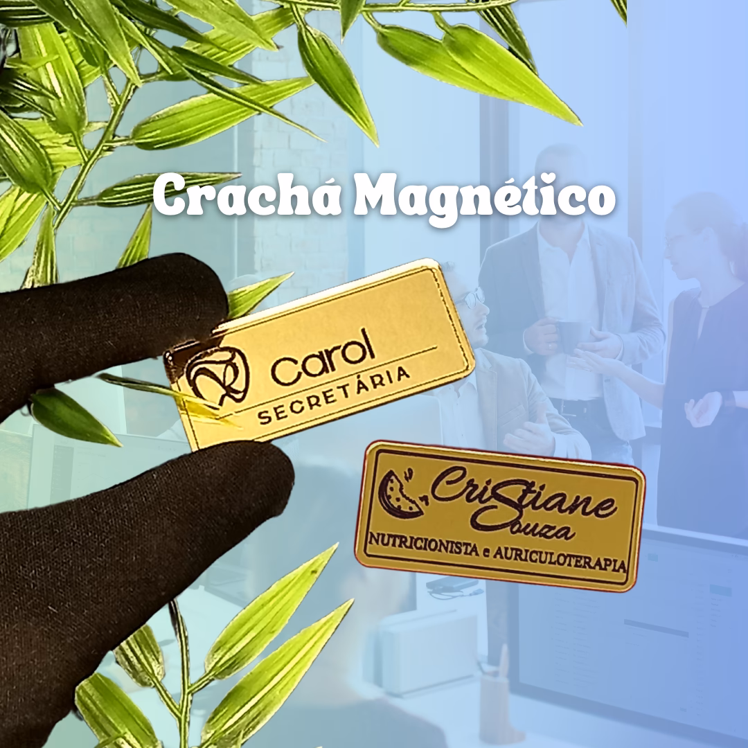 Crachá Magnético (acrílico dourado)