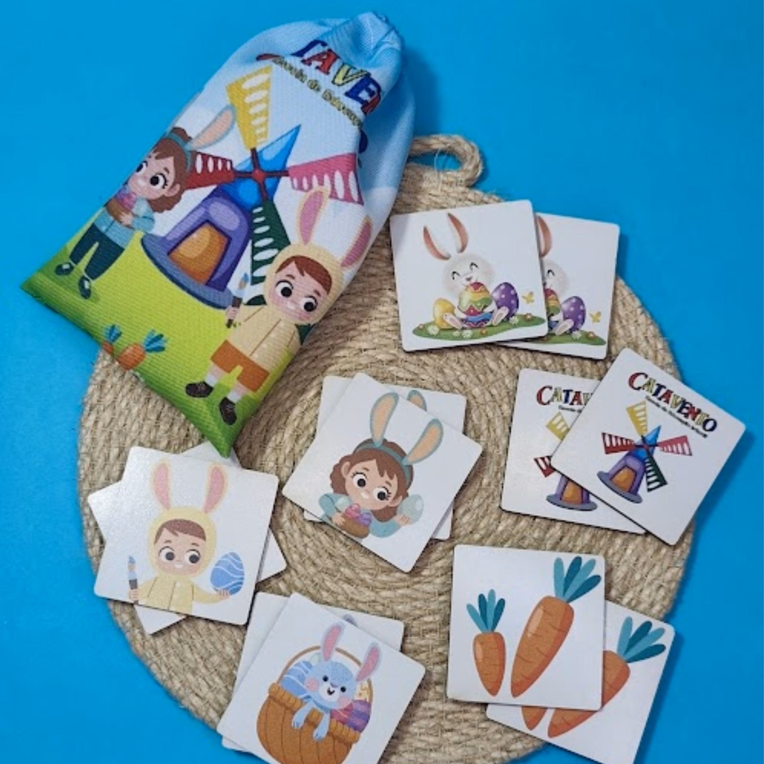 Jogo da Memória em MDF com 12 peças 6 pares Personalizado com impressão permanente e com saco tecido Personalizado