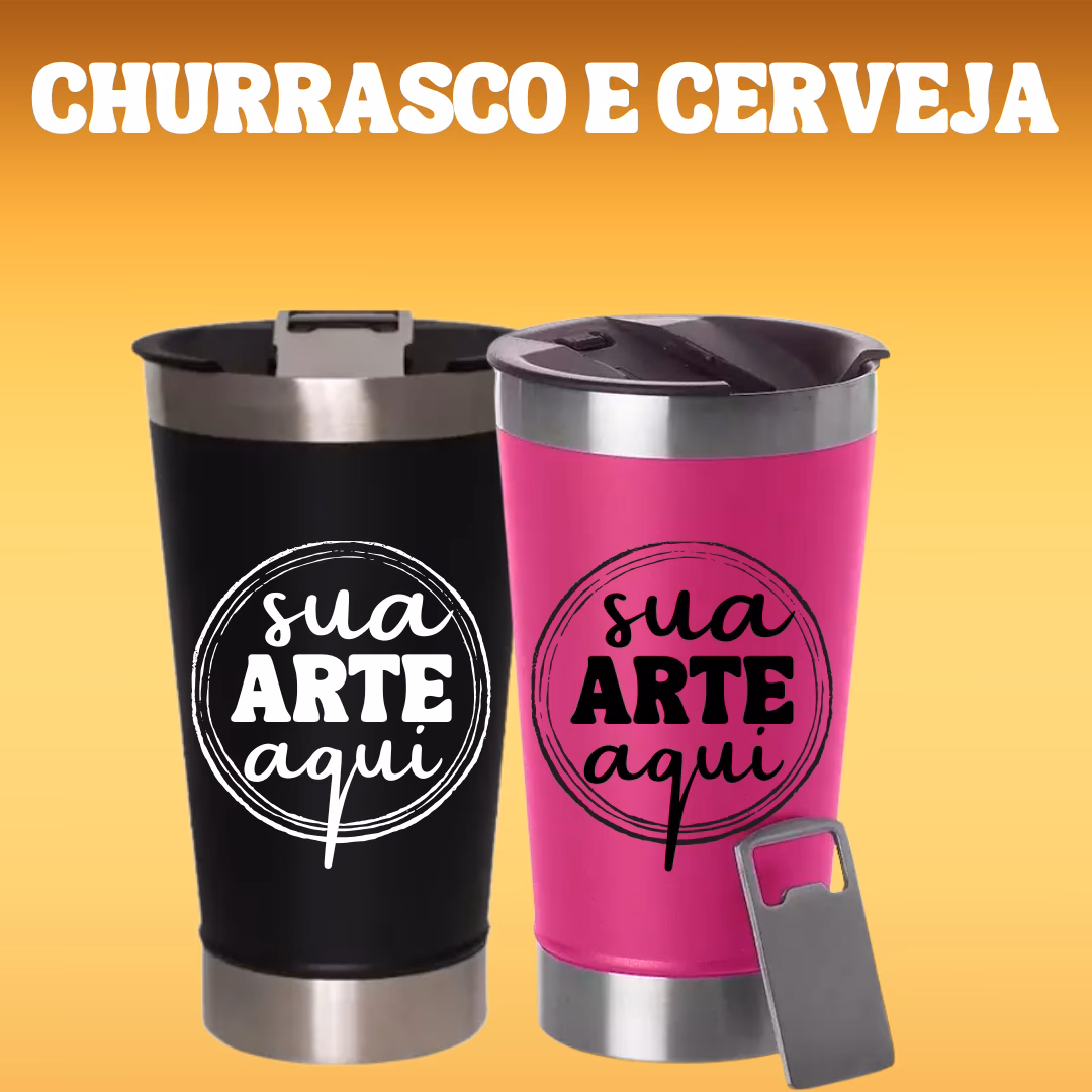 Copo Térmico Com Tampa E Abridor De Garrafa 473ml