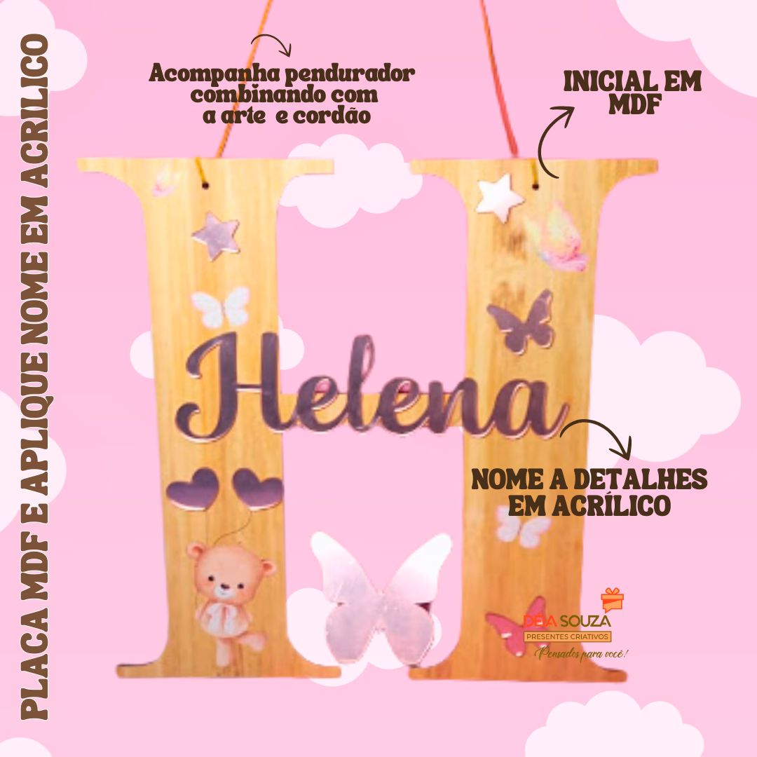 Porta Maternidade MDF com aplique em Acrílico Inicial