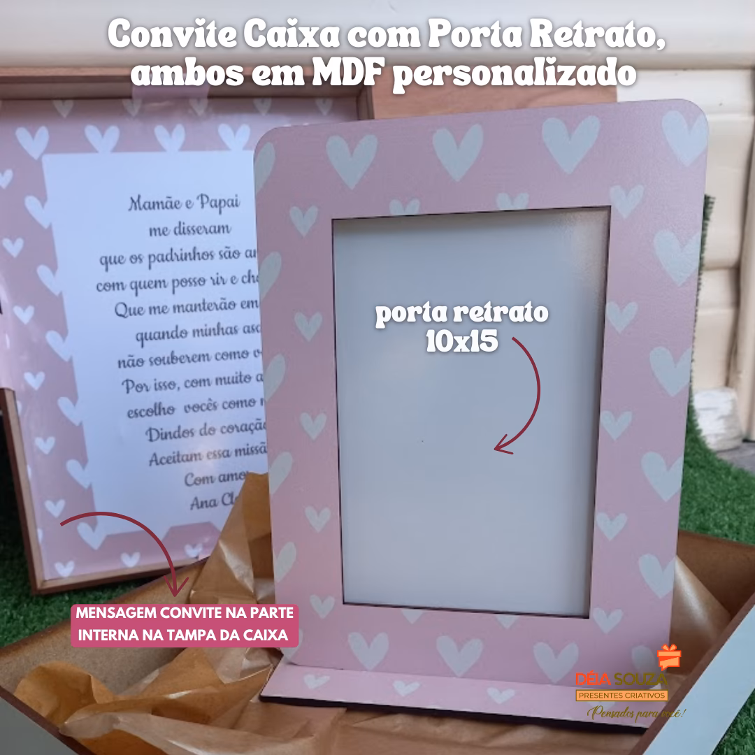 Convite Caixa com Porta Retrato em MDF Personalizado