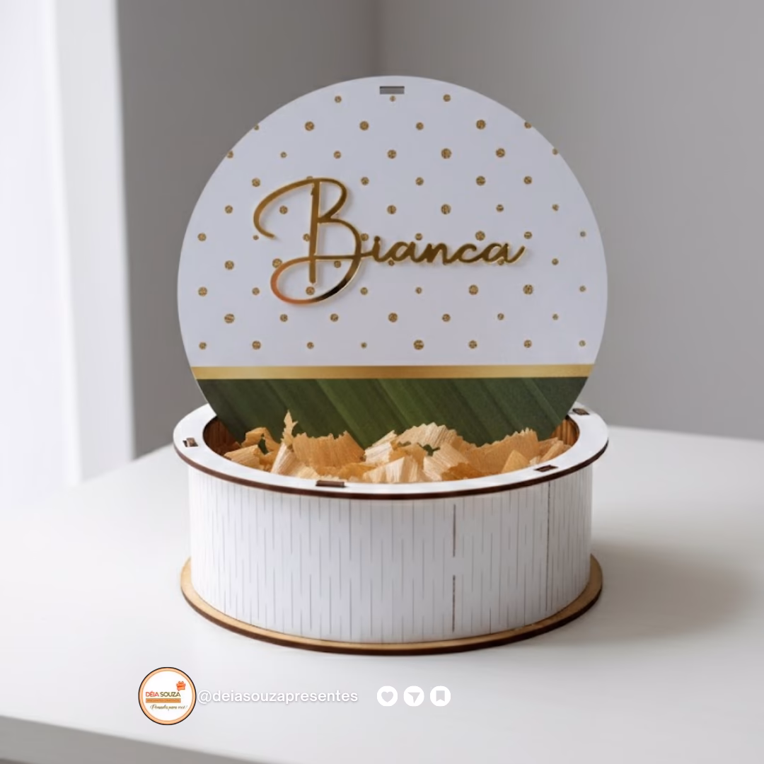 Caixa redonda de madeira personalizada com impressão permanente