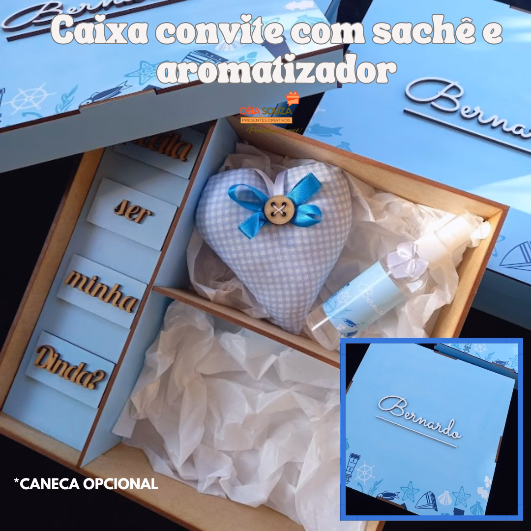 Caixa MDF Convite com Sachê e Spray Aromatizador