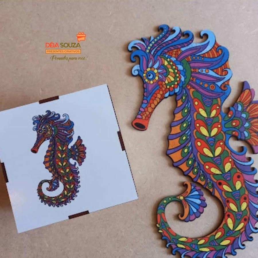 Quebra-cabeça de Madeira com impressão permanente de Cavalo Marinho